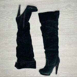 Bakers Lila tall black snakeskin print heel leather boots size 7 slouch